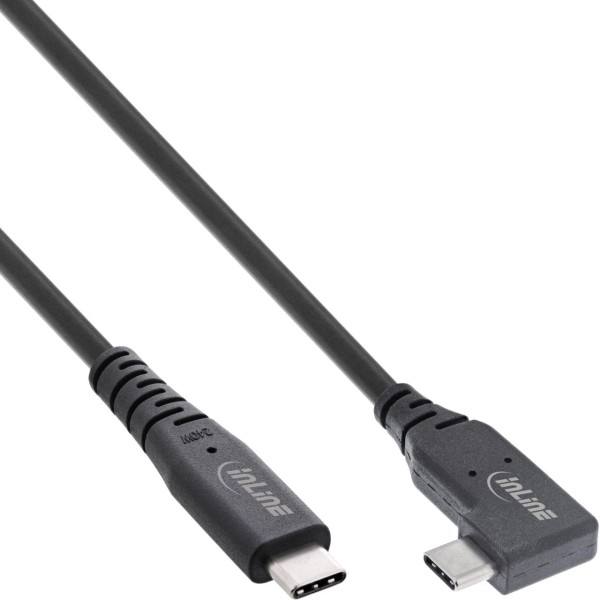 InLine® USB4 Kabel, USB-C, einseitig gewinkelt, PD 240W, 8K60Hz, TPE schwarz, 2m