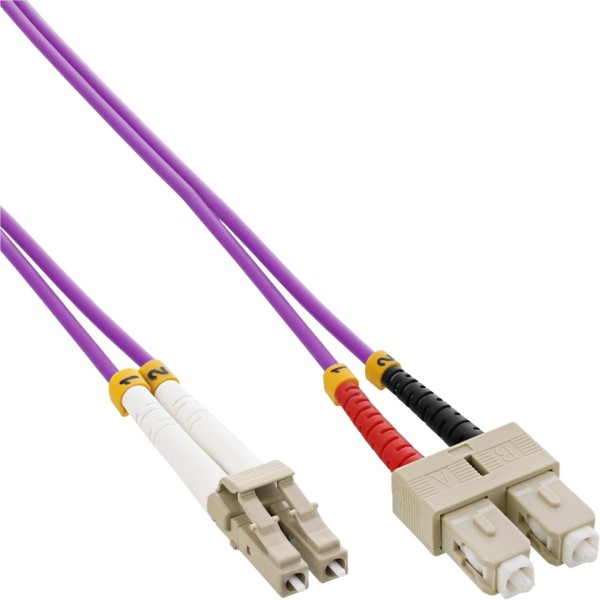 InLine® LWL Duplex Kabel, LC/SC, 50/125µm, OM4, 25m