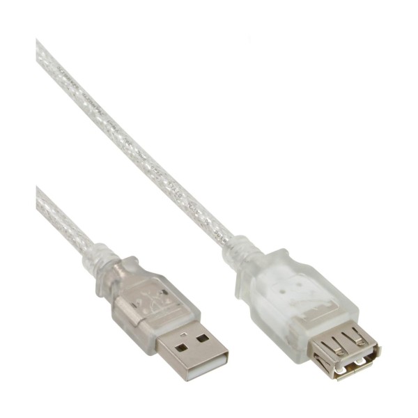 InLine® USB 2.0 Verlängerung, USB-A Stecker / Buchse, transparent, 1,8m