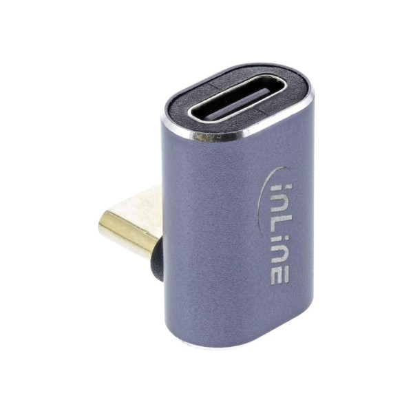 InLine® USB4 Adapter, USB-C Stecker/Buchse oben/unten gewinkelt, Aluminium, grau
