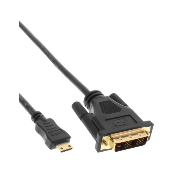 InLine® Mini-HDMI zu DVI Kabel, HDMI Stecker C zu DVI 18+1, verg. Kontakte, schwarz, 2m