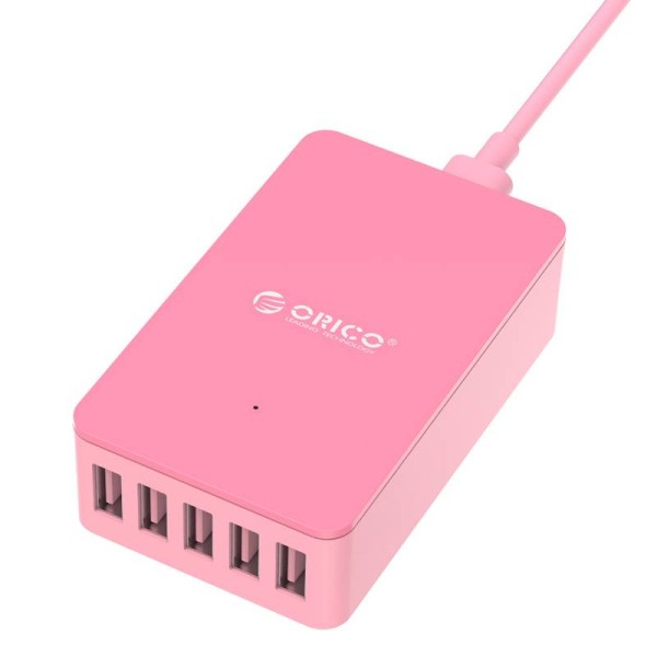 Intelligentes Desktop-Ladegerät mit 5 USB-Ladeanschlüssen - IC-Chip - 40 W - Pink