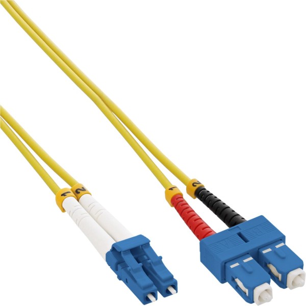 InLine® LWL Duplex Kabel, LC/SC, 9/125µm, OS2, 15m