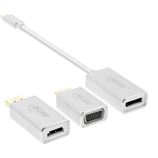 InLine® USB Display Konverter Set 6-in-1, USB Typ-C Stecker zu DisplayPort, HDMI, VGA (DP Alt Mode),