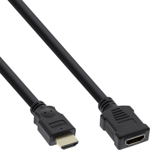 InLine® HDMI Verlängerung, HDMI-High Speed, Stecker / Buchse, schwarz, vergoldete Kontakte, 7,5m