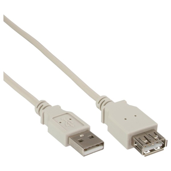 InLine® USB 2.0 Verlängerung, USB-A Stecker / Buchse, beige, 1,8m, bulk