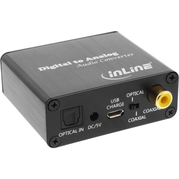 InLine® Audio-Konverter Digital zu Analog, DA-Wandler, Toslink & Cinch Eingang zu Cinch Stereo Ausga
