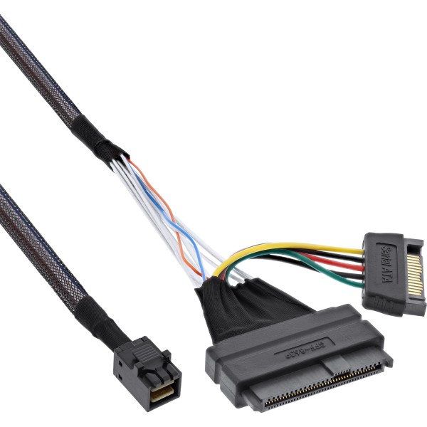 InLine® U.2 Anschlusskabel, SSD mit U.2 (SFF-8639) an SFF-8643 + Strom, 0,75m