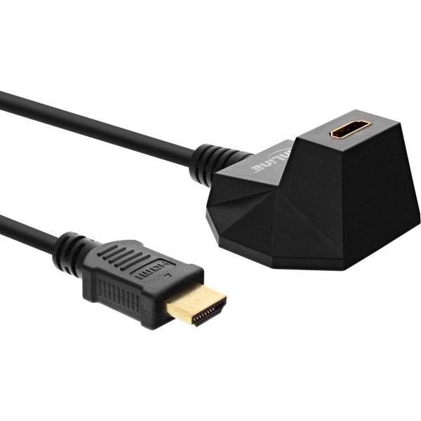 InLine® HDMI Verlängerung mit Standfuß, HDMI-High Speed mit Ethernet, 4K2K, Stecker / Buchse, schwar