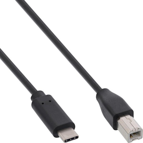 InLine® USB 2.0 Kabel, USB-C Stecker an B Stecker, schwarz, 1,5m