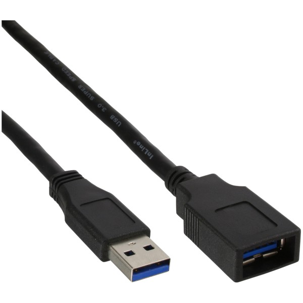 80er Bulk-Pack InLine® USB 3.0 Kabel Verlängerung, A Stecker / Buchse, schwarz 1m