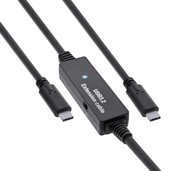 InLine® USB 3.2 Gen.1 Aktiv-Kabel, USB-C Stecker an USB-C Stecker, schwarz, 5m