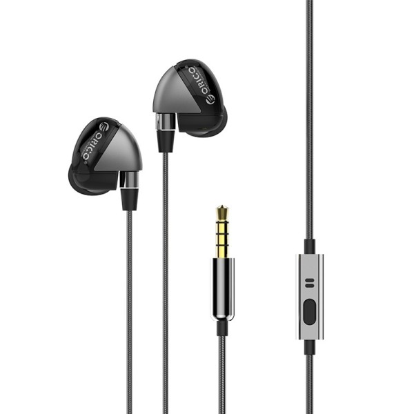 In-Ear-Musik-Headset Soundplus - Aluminium-Geflechtkabel - Grau / Schwarz
