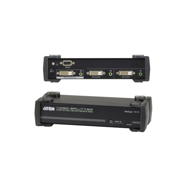 ATEN VS172 Video-Splitter DVI 2-fach Monitor-Verteiler mit Audio, Dual-Link