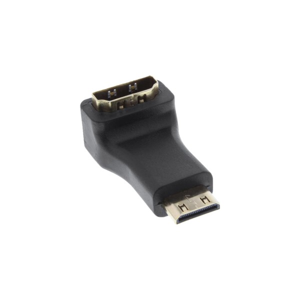 InLine® HDMI Adapter, HDMI A Buchse auf Mini HDMI C Stecker, gewinkelt, 4K2K kompatibel, vergoldete