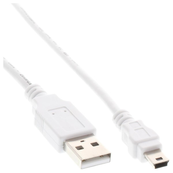 InLine® USB 2.0 Mini-Kabel, USB A Stecker an Mini-B Stecker (5pol.), weiß, 0,5m