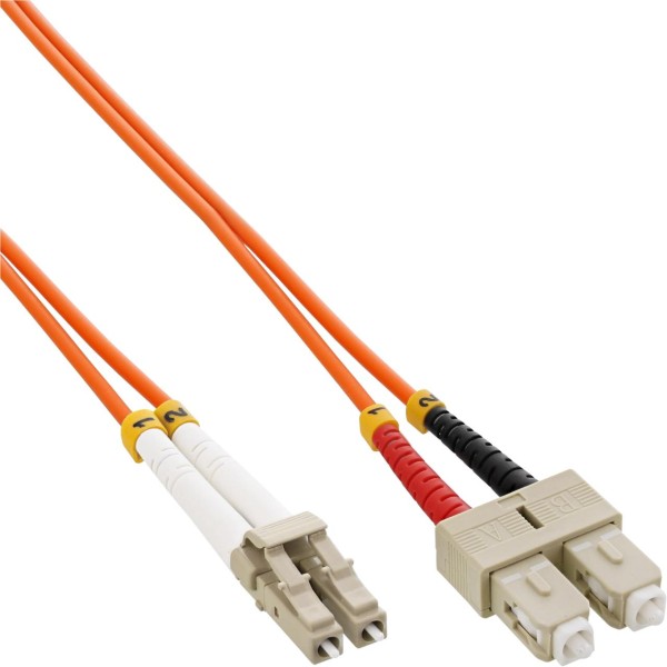 InLine® LWL Duplex Kabel, LC/SC, 50/125µm, OM2, 25m