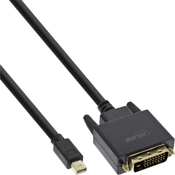 InLine® Mini DisplayPort zu DVI Kabel, Mini DisplayPort Stecker auf DVI-D 24+1 Stecker, schwarz/gold