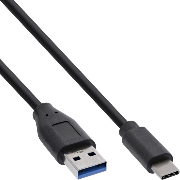 100er Bulk-Pack InLine® USB 3.2 Kabel, USB-C an A Stecker, schwarz, 1m