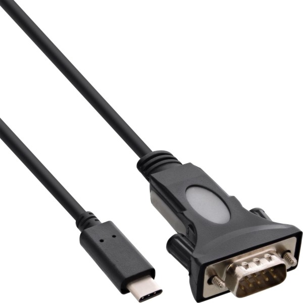 InLine® USB-C zu Seriell Adapterkabel, USB-C Stecker an 9pol Sub D Stecker, mit 9-25pol Adapter, 1,8